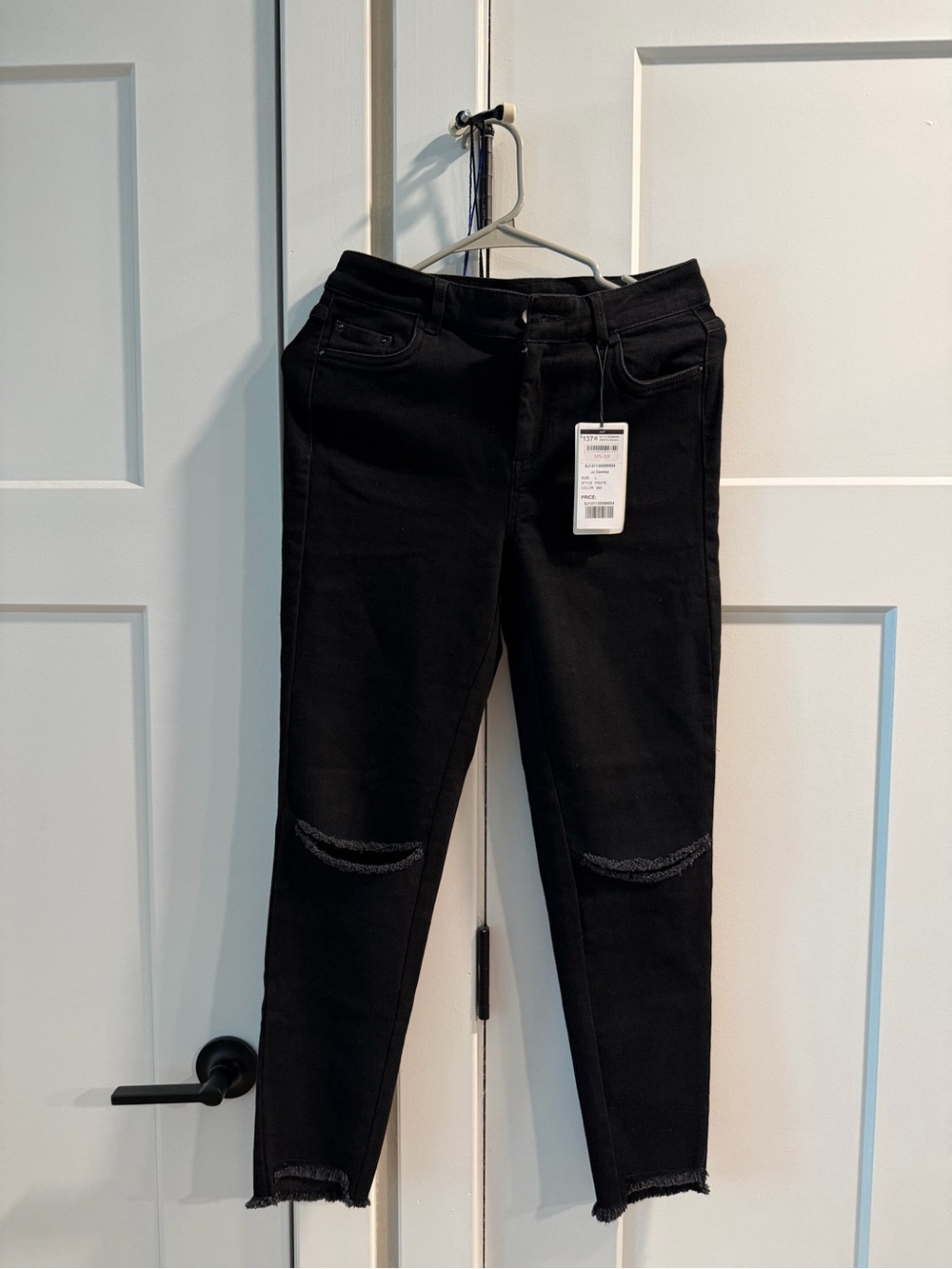 JNBY Black Cropped Distressed Denim Jeans NWT